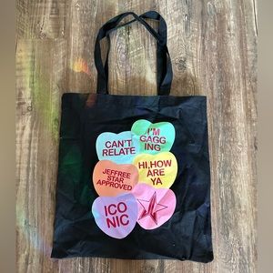 Jeffree Star Candy Hearts tote bag from the Valentine’s Day release
